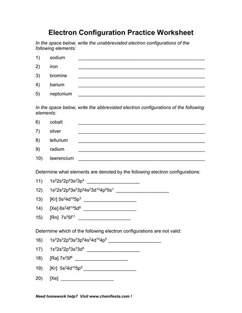 Electron Configuration Practice Worksheet .